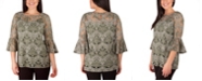 NY Collection Women's Bell Sleeve Blouse and Solid Camisole
